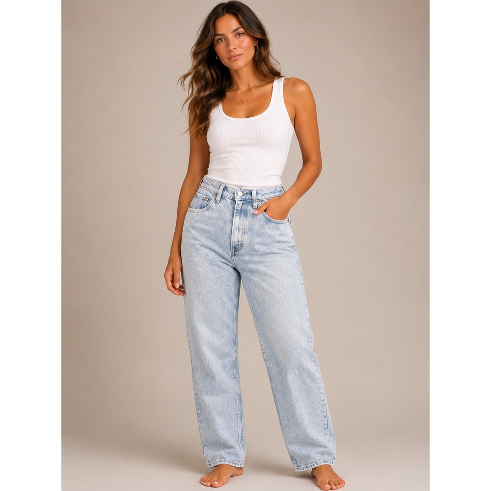 Abercrombie & Fitch Women Jeans 26 Light Wash The 90s Relaxed High Rise Stretch
